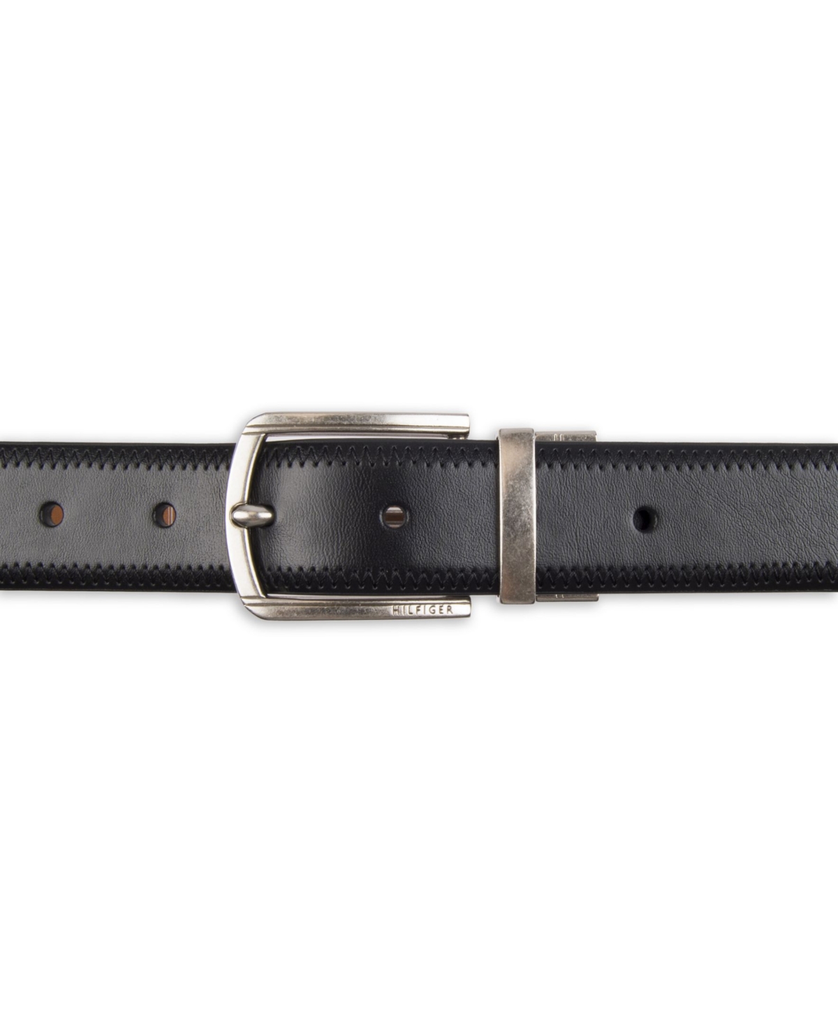 Shop Tommy Hilfiger Men's Two-in-one Reversible Dress Casual Belt In Black,tan