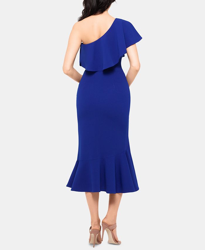 Betsy & Adam Ruffled One-Shoulder Midi Dress - Macy's