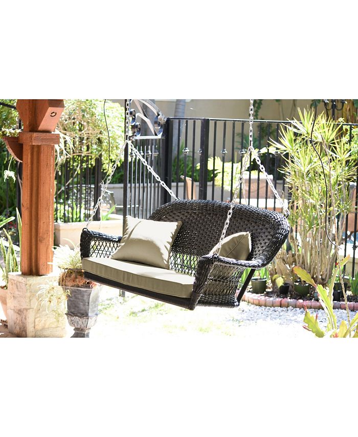 Jeco Resin Wicker Porch Swing with Cushion Macy's