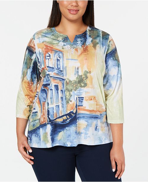 Alfred Dunner Plus Size Lake Tahoe Bead Trim Top Reviews Tops