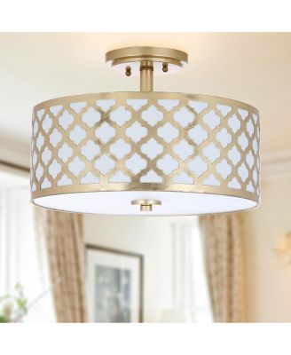 Kora Quatrefoil 3 Light 15"D Gold Flush Mount  