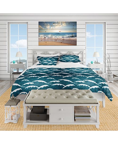 Design Art Designart Waves Pattern Nautical And Coastal Duvet