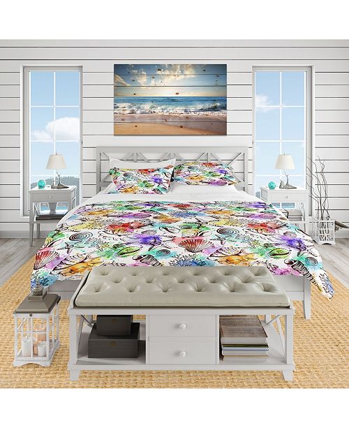 Design Art Designart Modern Seashells Pattern Nautical And
