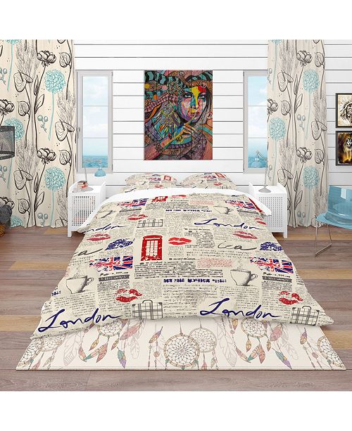 Uk London Vintage Kiss Print Modern And Contemporary Duvet