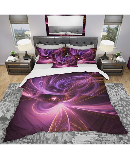Design Art Designart Purple Fractal Light Art In Dark Modern And