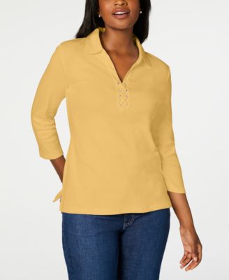 Karen Scott - Cotton Lace-Up Shirt