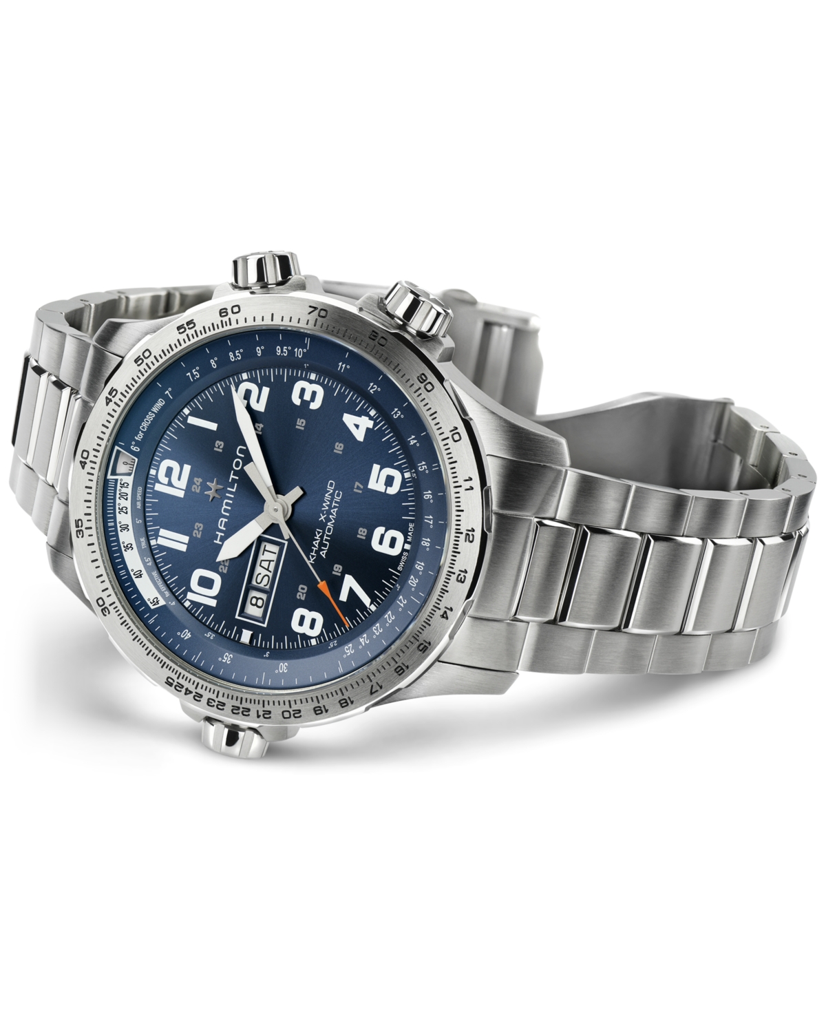 Shop Hamilton Men's Swiss Khaki X-wind Aviation Stainless Steel Bracelet Watch 45mm