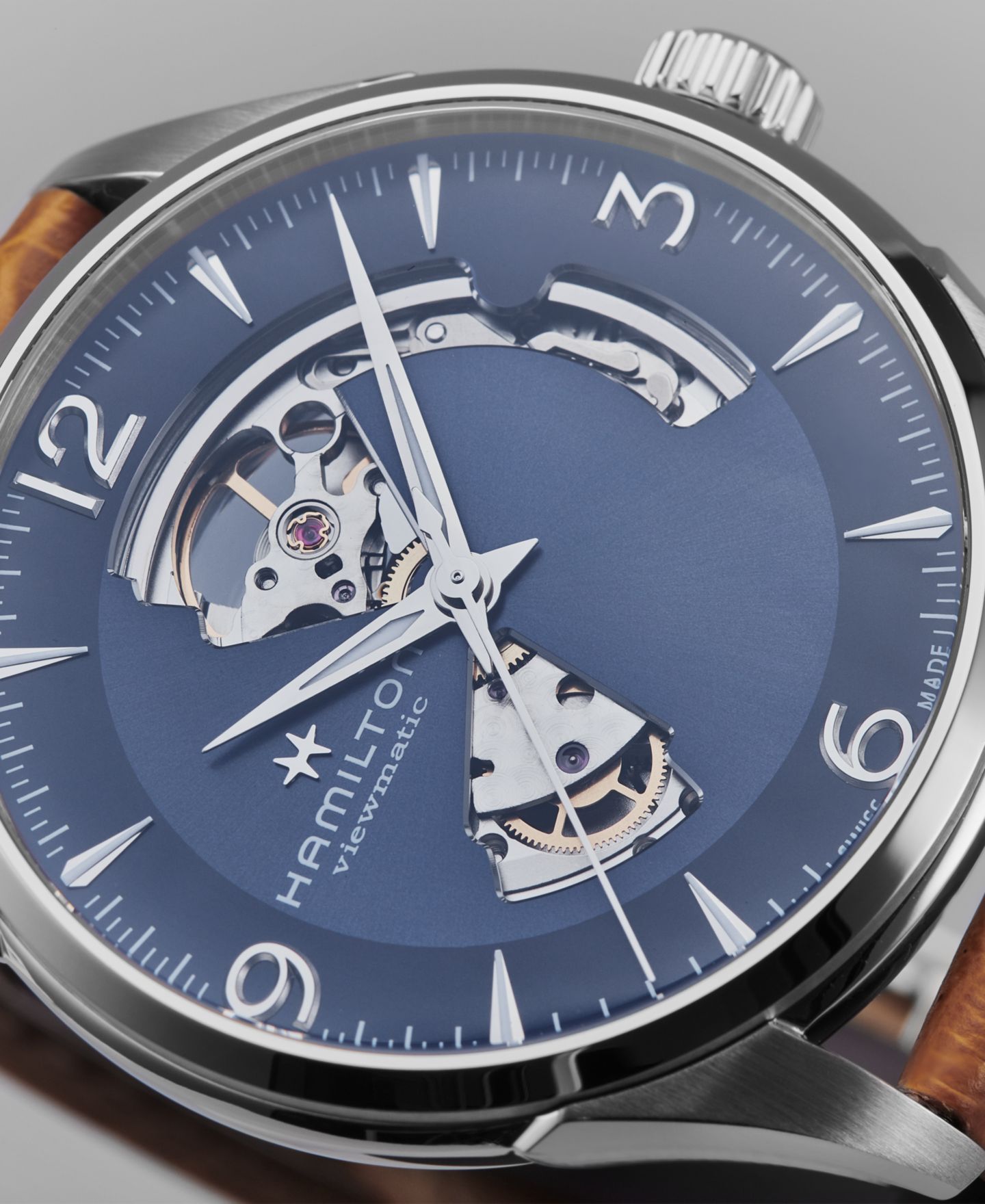 Мужские часы Hamilton Swiss Automatic Jazzmaster с коричневым кожаным ремешком, 40 мм — фото 6
