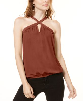 INC International Concepts - Woven Keyhole Halter Top