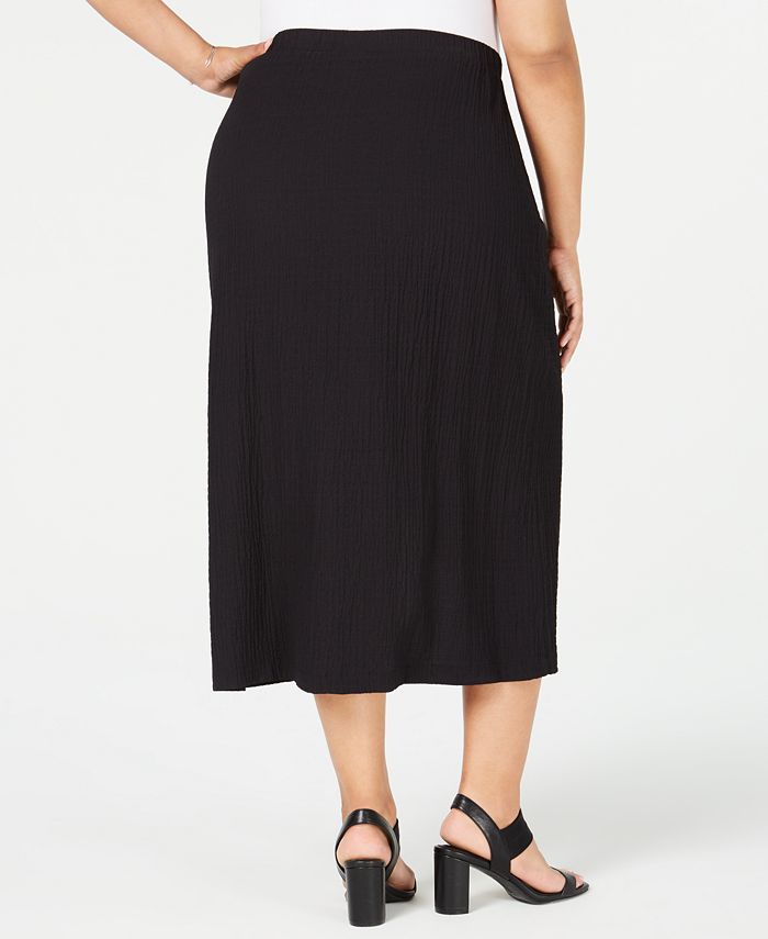JM Collection Plus Size Textured Button-Trim Skirt, Created for Macy's ...