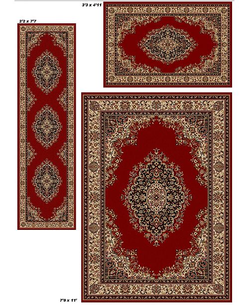 Km Home Kenneth Mink Area Rug Set Roma Collection 3 Piece Set Kerman Red Reviews Rugs Macy S
