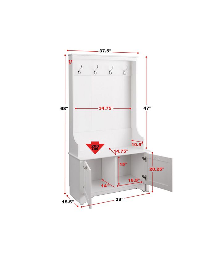 Prepac Wide Hall Tree with Shaker Doors Macy's