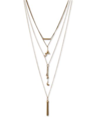 Lucky Brand - Gold-Tone Hanging Monkey 15-3/4" Layered Necklace