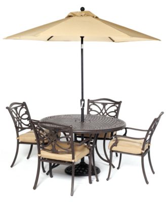 Furniture - Kingsley Outdoor 5 Piece Set: 48" Round Dining Table and 4 Dining Chairs