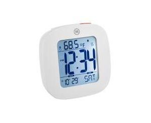 Marathon Small Compact Alarm Clock with Repeating Snooze Light Date and Temperature