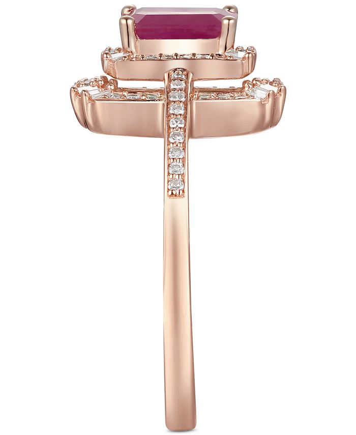 Macy's Ruby (1 ct. t.w.) & Diamond (1/3 ct. t.w.) Ring in 14k Rose Gold ...