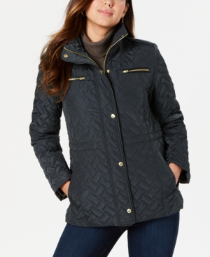 image of Cole Haan Signature Faux-Leather-Trim Quilted Anorak Coat