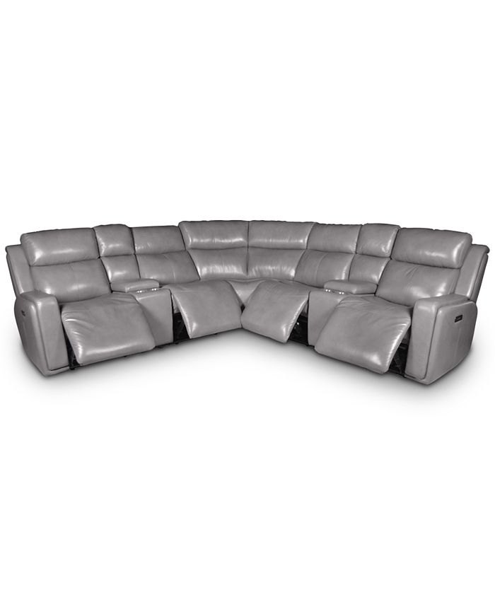 Furniture CLOSEOUT! Saran 7Pc. Leather Sectional Sofa with 4 Power