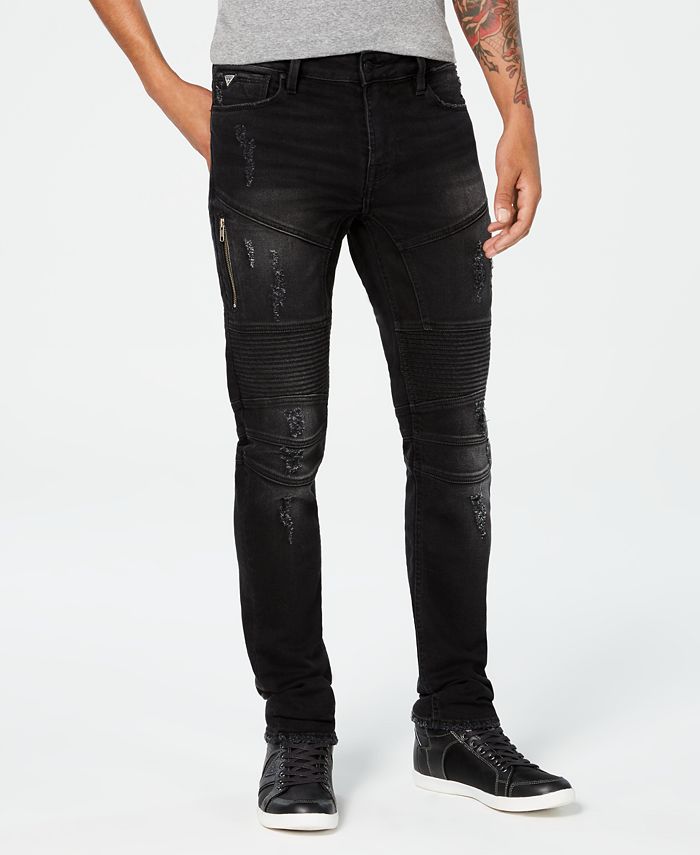GUESS Men's Slim-Fit Black Tapered Moto & - Jeans - Men Macy's