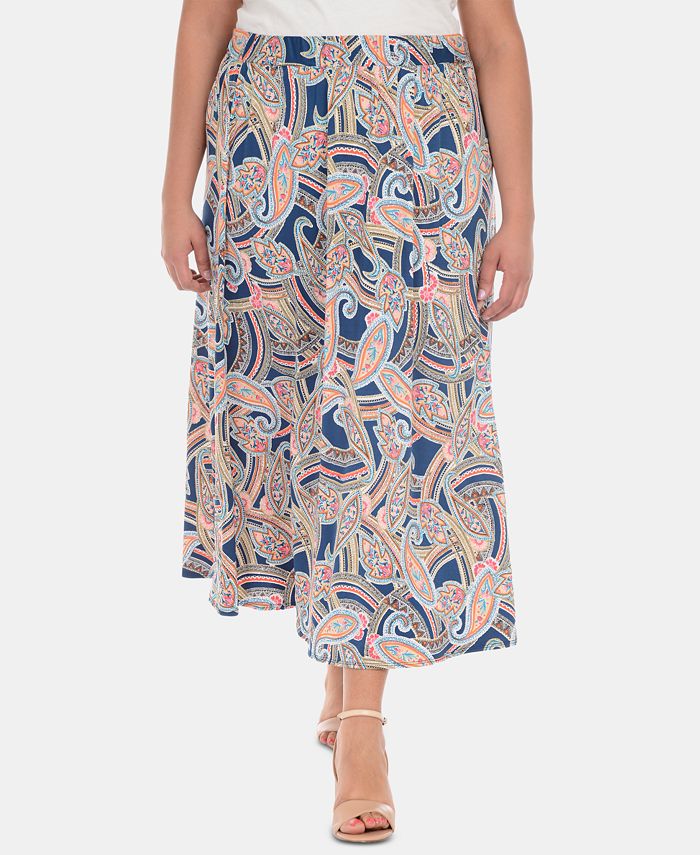 NY Collection Plus Size Printed Maxi Skirt - Macy's