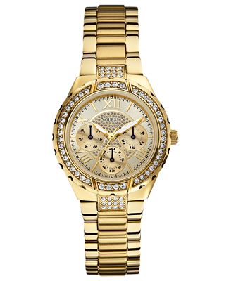 GUESS Watch, Women's Gold-Tone Stainless Steel Bracelet 37mm U0111L2 ...