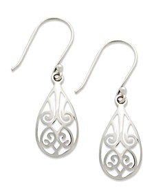 Filigree Teardrop Earrings in 18k Gold over Sterling Silver and or Sterling Silver