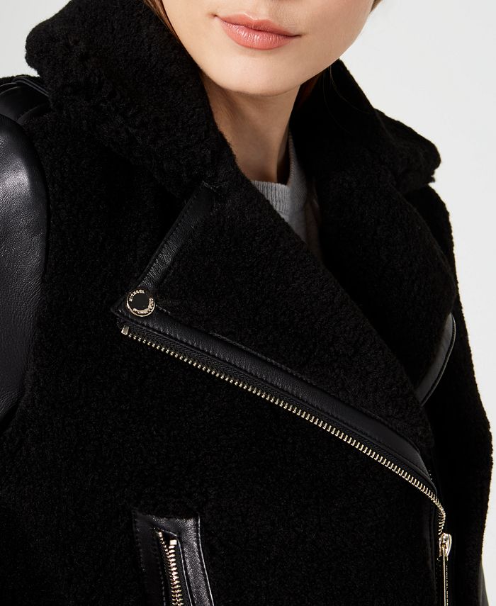 Michael Kors MixedMedia Leather Moto Jacket Macy's