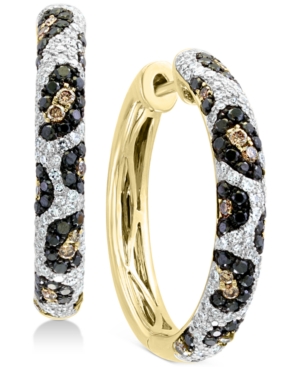 image of Effy Multi-Color Diamond Hoop Earrings (1-1/4 ct. t.w.) in 14k Gold