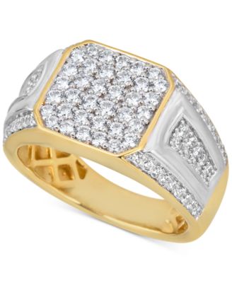 Macy's Men's Diamond Cluster Ring (1-1/2 ct. t.w.) in 10k Gold - Macy's