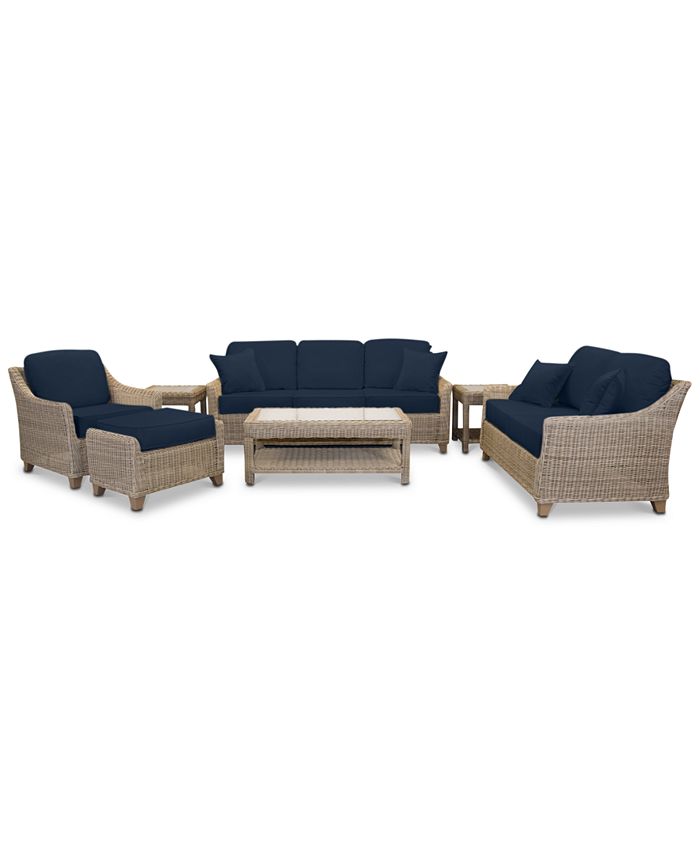 Furniture Willough Wicker Outdoor 7Pc. Set (1 Sofa, 1 Loveseat, 1 Club