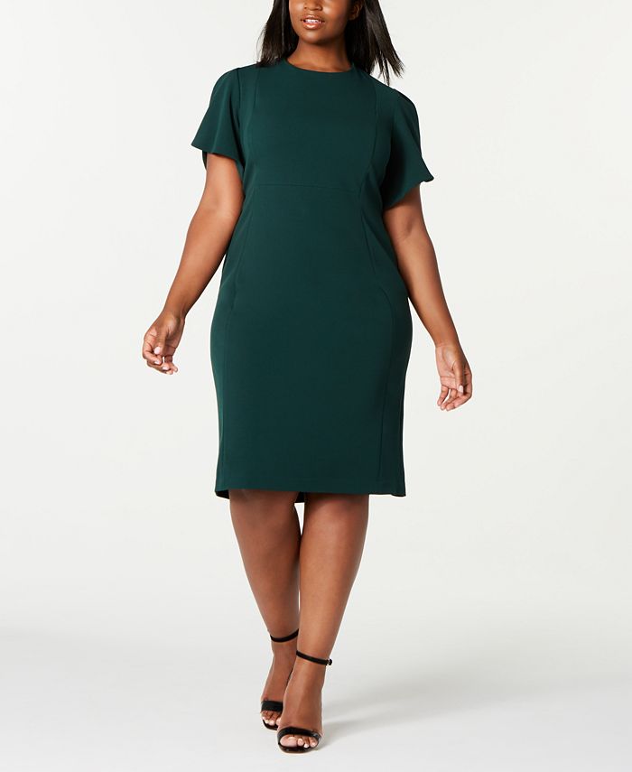 Calvin Klein Plus Size Puff-Sleeve Sheath Dress & Reviews - Dresses - Plus  Sizes - Macy's
