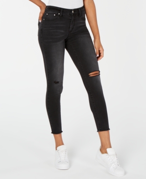 image of Tinseltown Juniors- Ripped Raw-Edged Skinny Jeans