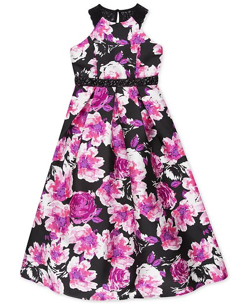 Speechless Big Girls Lace Back Floral Print Mikado Dress A Macy S