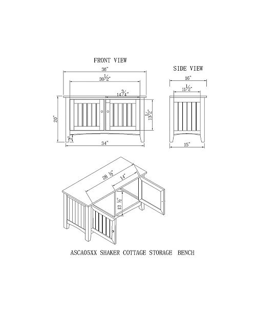 Alaterre Furniture Shaker Cottage Storage Coat Hook With Cabinet