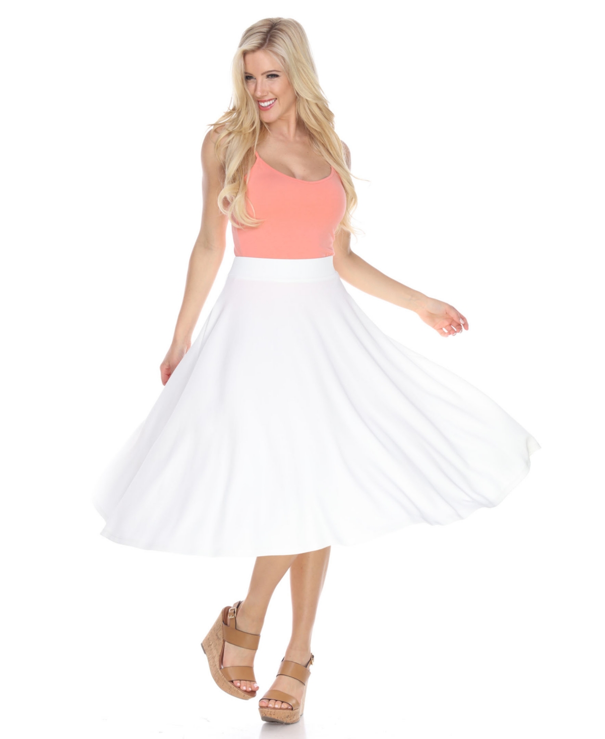 Flared Midi Skirt with Pockets - Burgundy