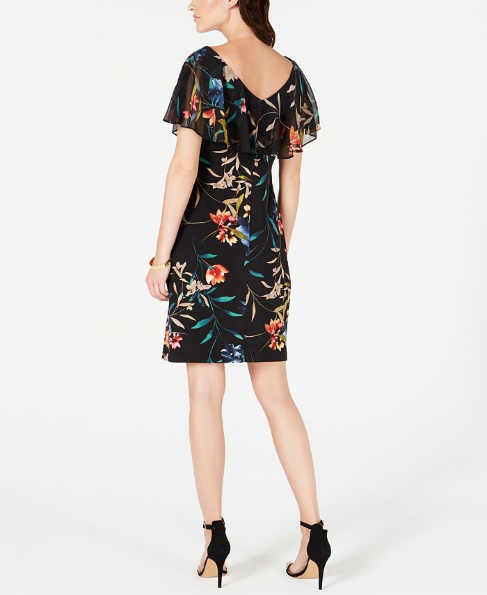Connected Petite Floral Chiffon Popover Dress - Macy's