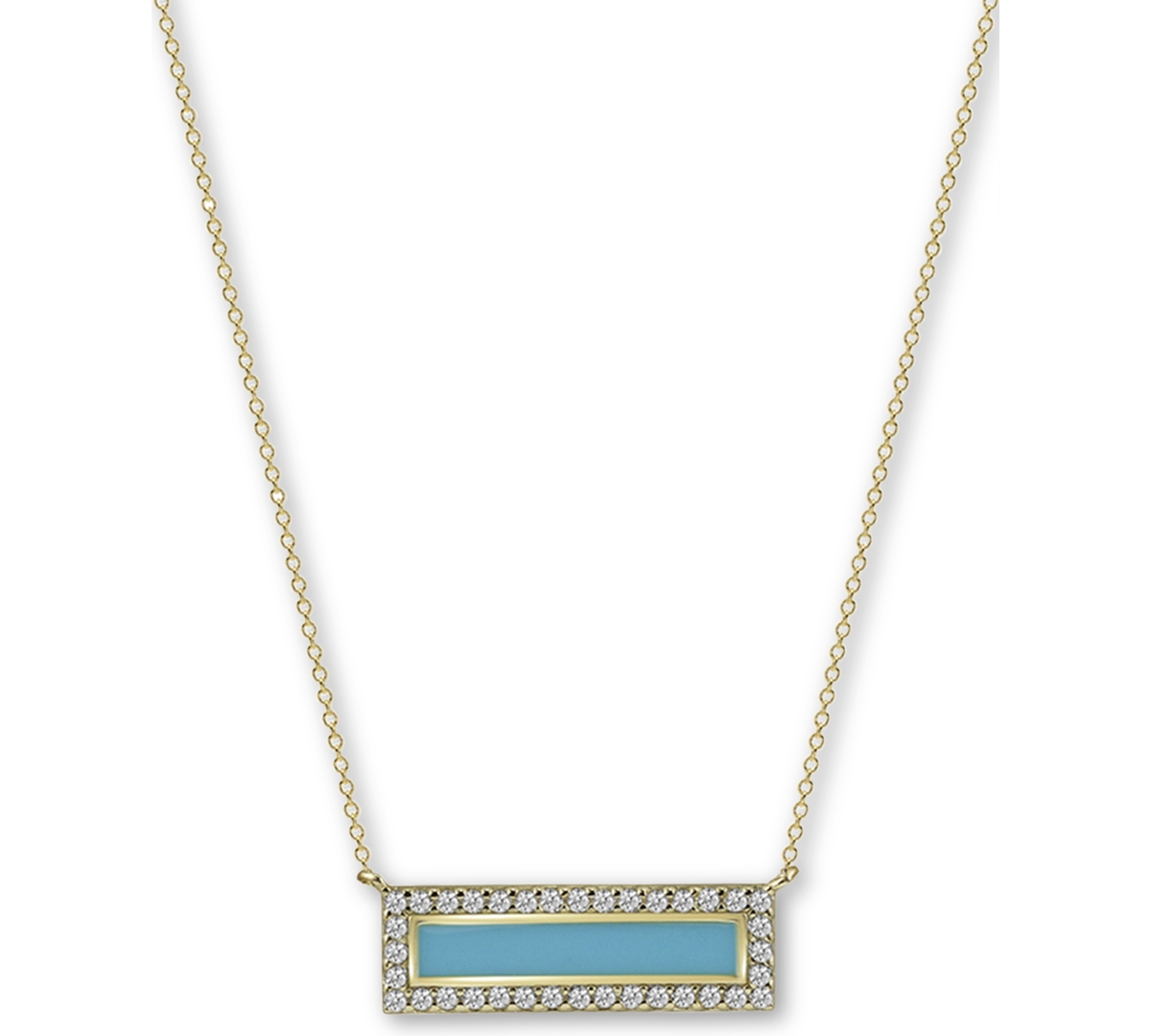 Argento Vivo Enamel & Cubic Zirconia Bar 18" Pendant Necklace in 18k Gold-Plated Sterling Silver