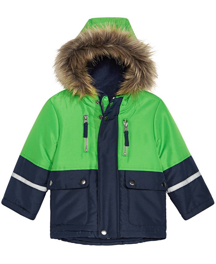 S Rothschild & CO Baby Boys Hooded Colorblocked Jacket With FauxFur