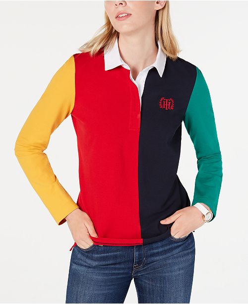 Tommy Hilfiger Colorblocked Embroidered Top Created For Macy S