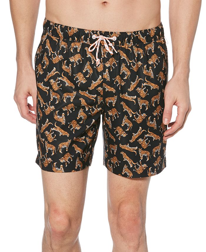 TIZORAX Leopard Paw Prints Men Swimwear Bikini Underwear Swim Trunks Summer Beach Shorts Brief Boxer Pants S