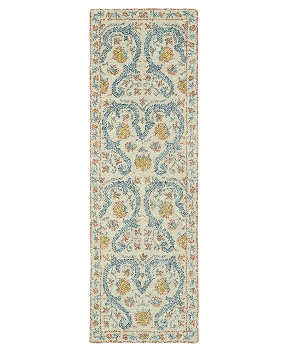 Kaleen Montage MTG11-91 Teal 2'6in x 8' Runner Rug - Medium Gre