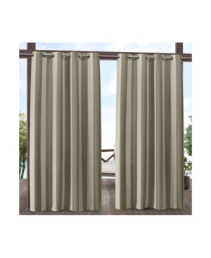 Exclusive Home Canopy Stripe Indoor/outdoor Grommet Top Curtain Panel Pair, 54" X 96" In Beigekhaki