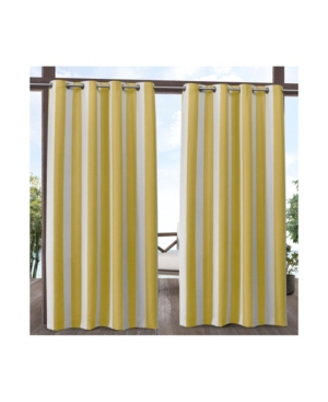 Exclusive Home Canopy Stripe Indoor/outdoor Grommet Top Curtain Panel Pair, 54" X 96" In Yellow