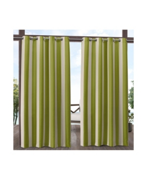 Shop Exclusive Home Canopy Stripe Indoor/outdoor Grommet Top Curtain Panel Pair, 54" X 96" In Green