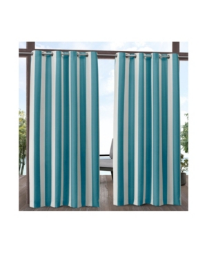 Exclusive Home Canopy Stripe Indoor/outdoor Grommet Top Curtain Panel Pair, 54" X 96" In Blue