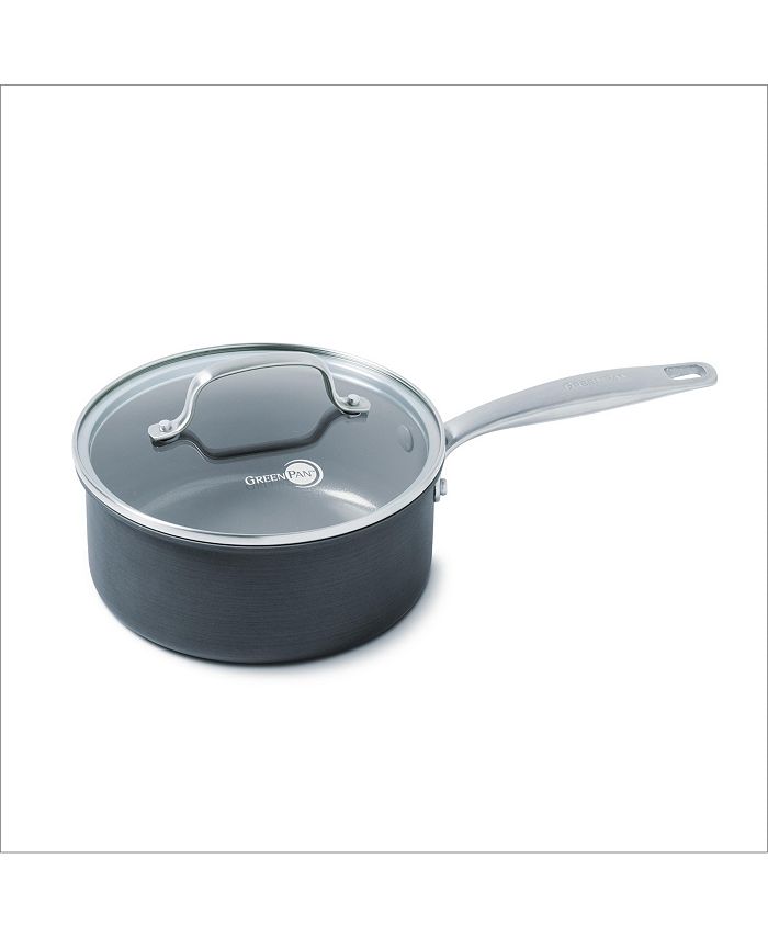 GreenPan Clip Series Ceramic Nonstick 3-Piece Saucepan Set with Removable Handle - 1.7 and 3.3 qts. Black