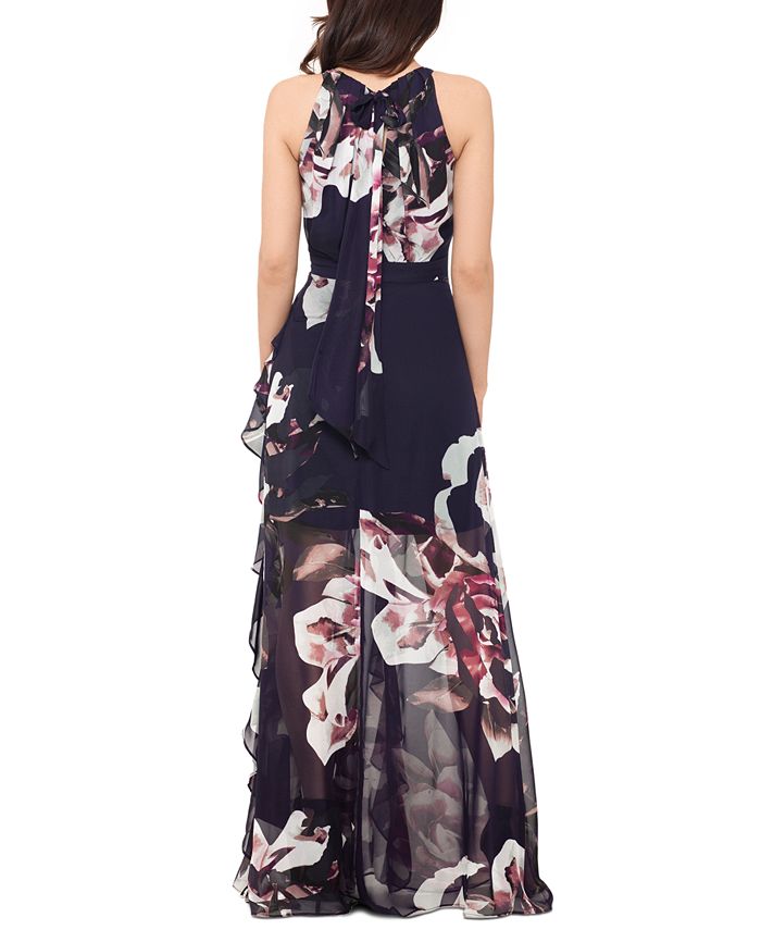 Betsy and adam pleated floral sales gown