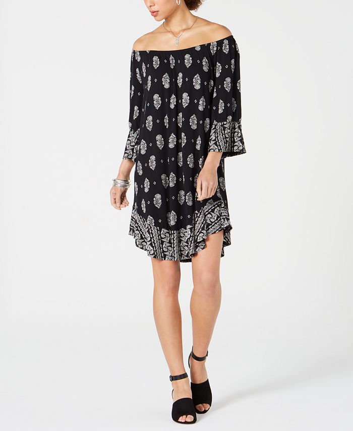 Style & Co Printed OffTheShoulder Shift Dress, Created for Macy's Macy's