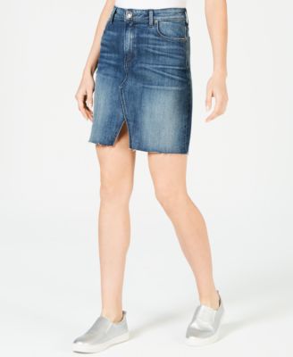 Kloth Hannah Raw-Hem Denim Skirt 