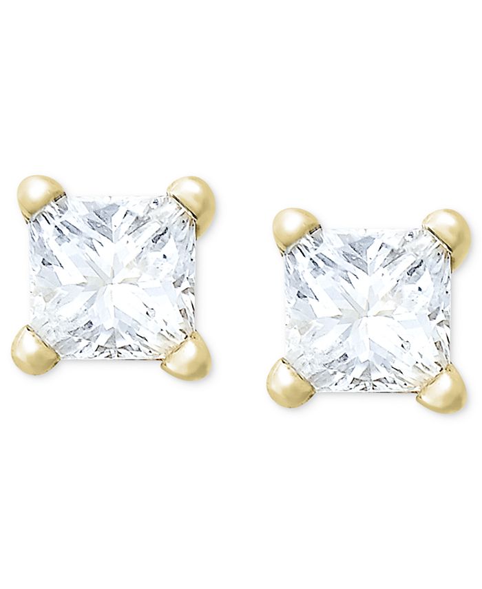 Macy's - Princess-Cut Diamond Stud Earrings in 10k Gold (1/5 ct. t.w.)